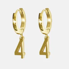 4 Number Earring - Gold Plated Stainless Steel