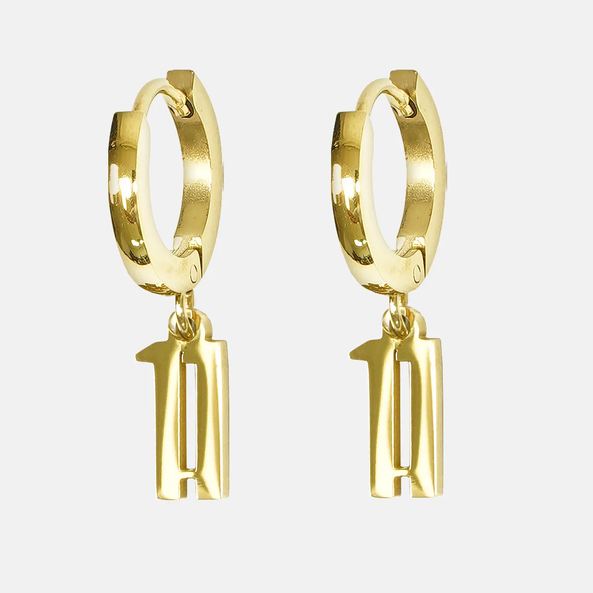 11 Number Earring - Gold Plated Stainless Steel