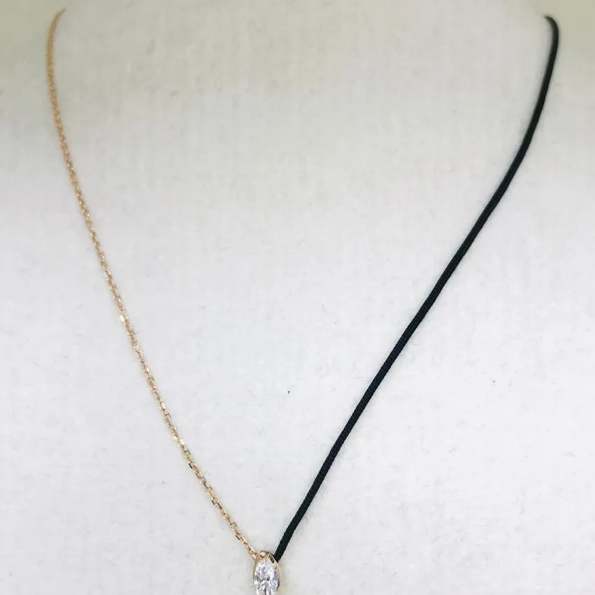 18k Fancy Diamond Chain/Silk Cord Necklace