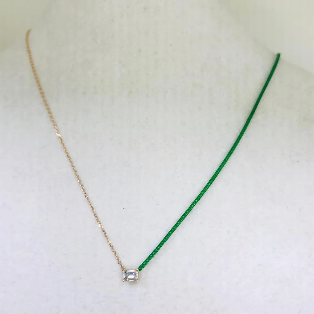 18k Fancy Diamond Chain/Silk Cord Necklace