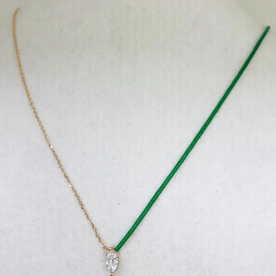 18k Fancy Diamond Chain/Silk Cord Necklace