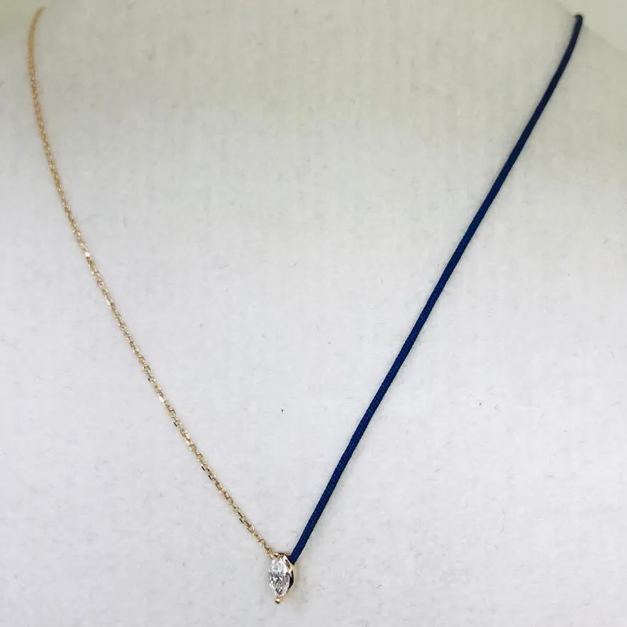 18k Fancy Diamond Chain/Silk Cord Necklace