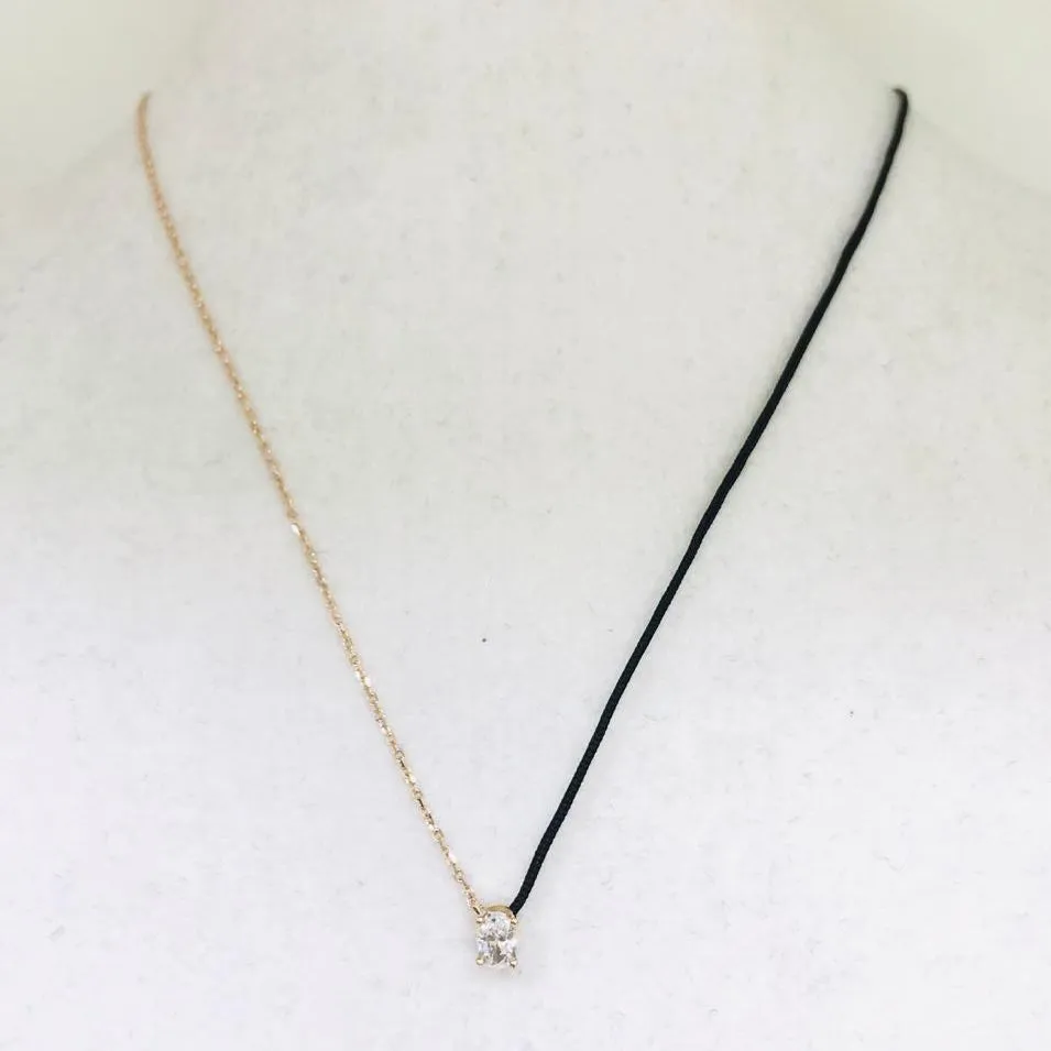 18k Fancy Diamond Chain/Silk Cord Necklace