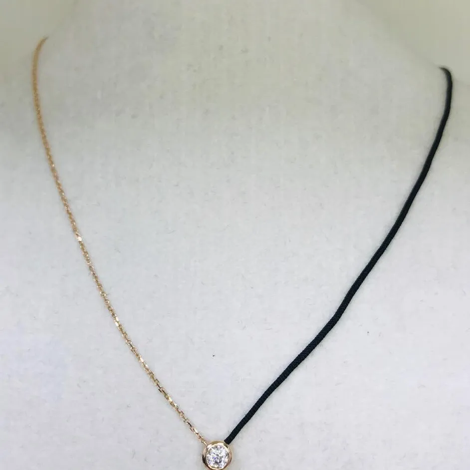 18k Fancy Diamond Chain/Silk Cord Necklace