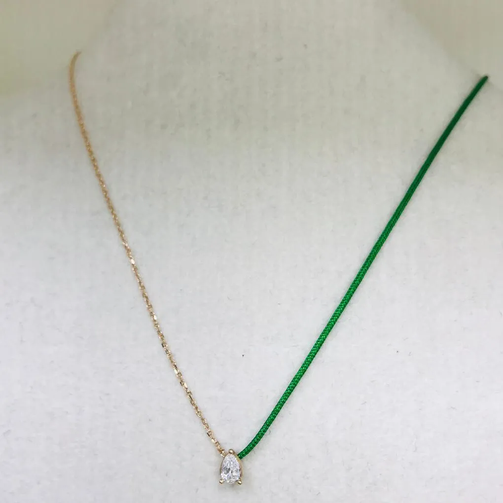 18k Fancy Diamond Chain/Silk Cord Necklace