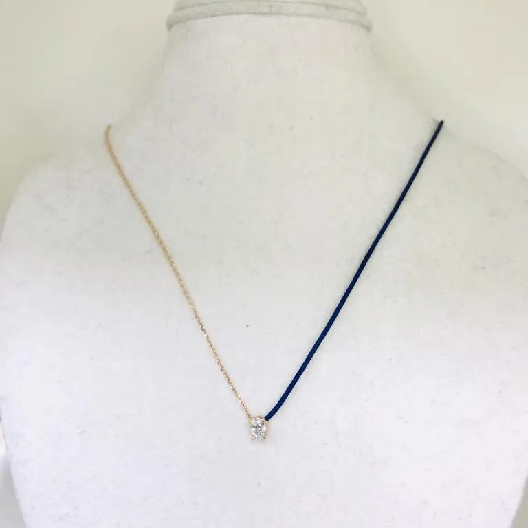 18k Fancy Diamond Chain/Silk Cord Necklace