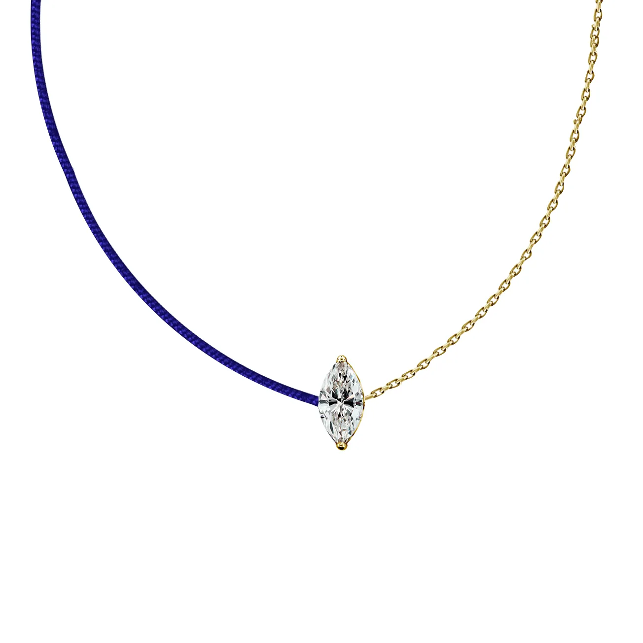 18k Fancy Diamond Chain/Silk Cord Necklace