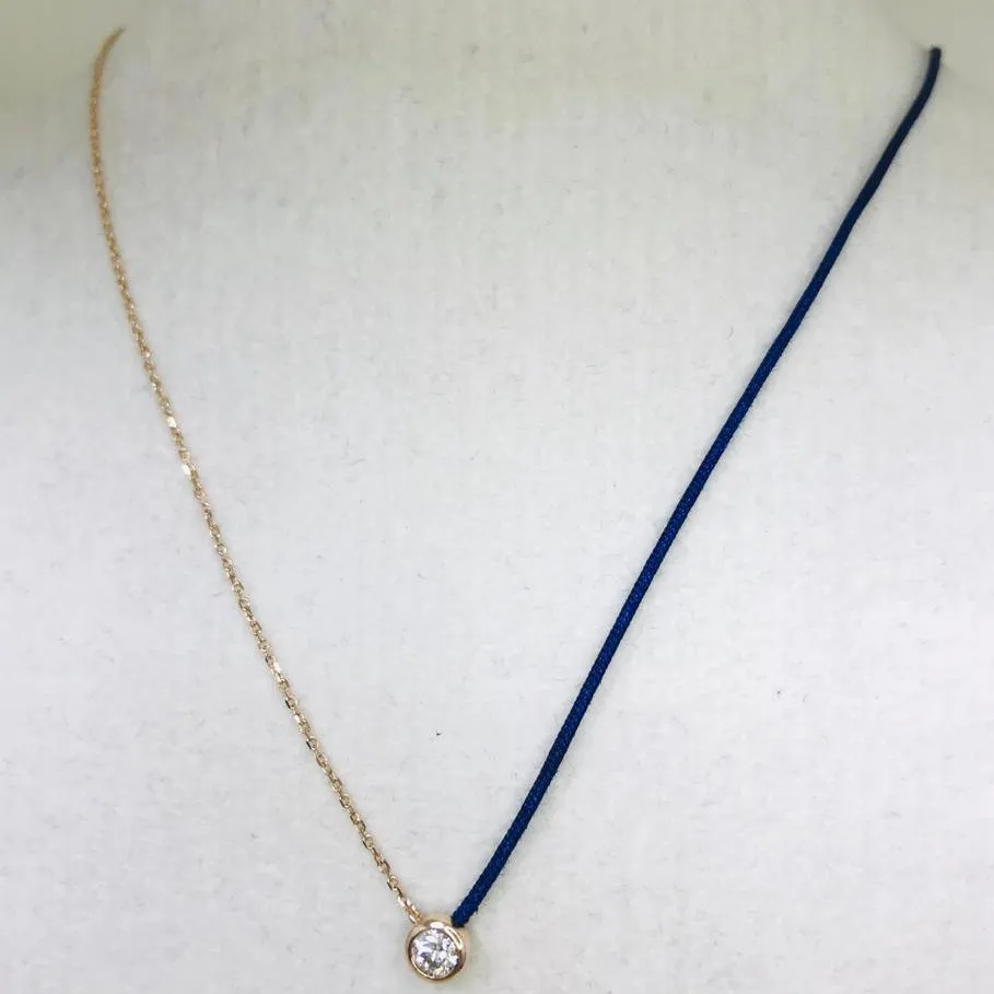 18k Fancy Diamond Chain/Silk Cord Necklace