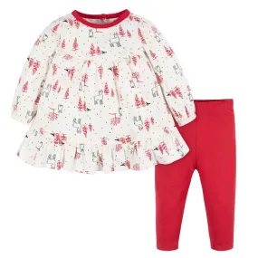 2-Piece Baby & Toddler Girls Winter Scene Dress & Legging Set