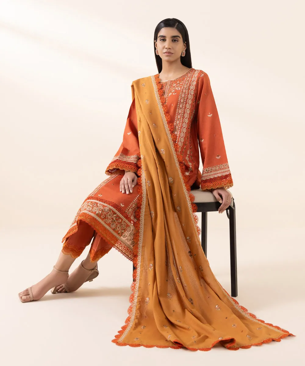 3 Piece - Embroidered Karandi Suit