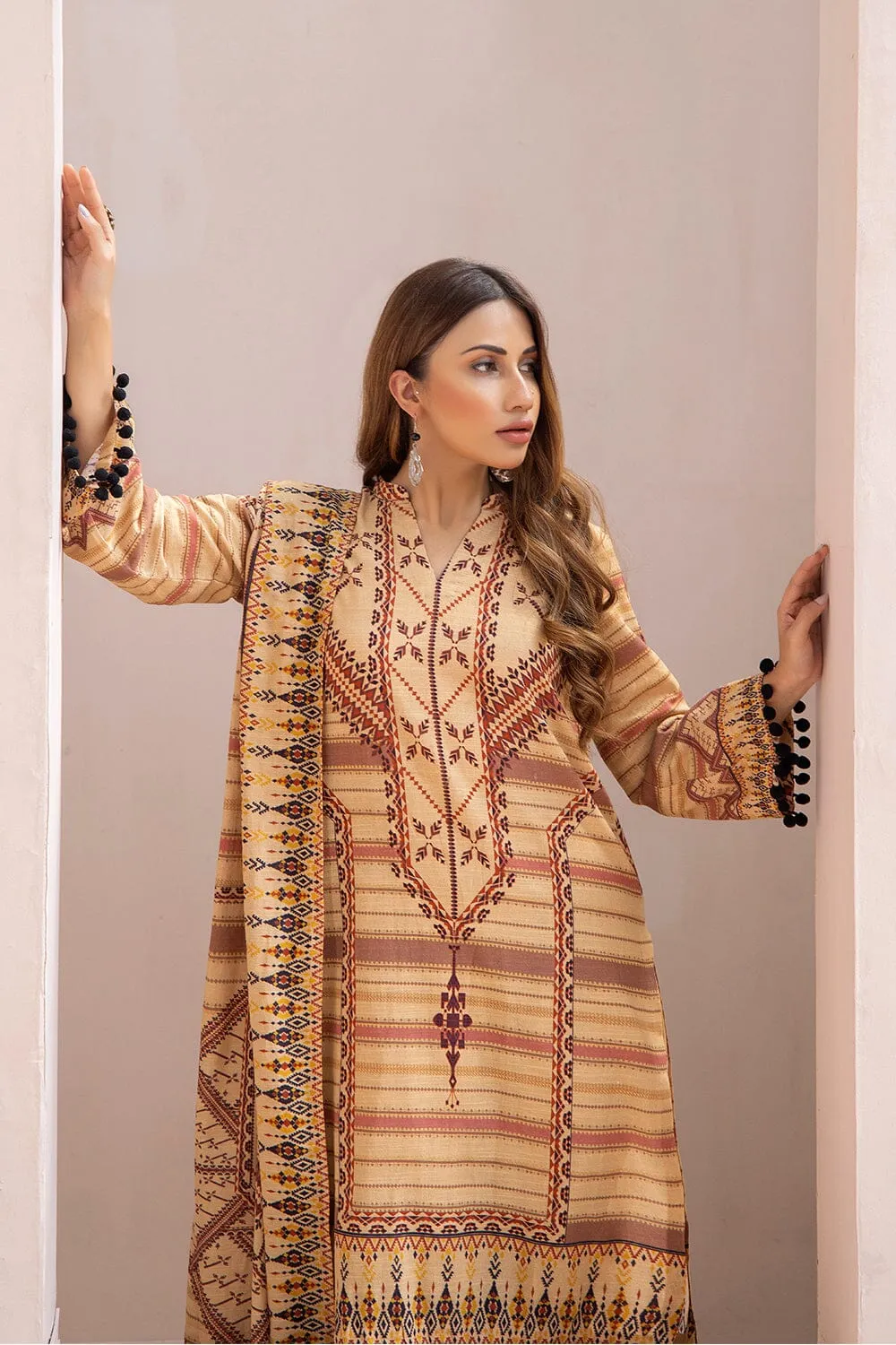 3PC Unstitched Khaddar Suit KKH-2203