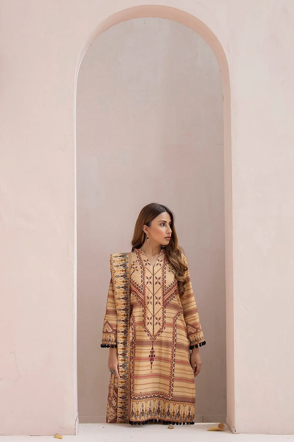 3PC Unstitched Khaddar Suit KKH-2203