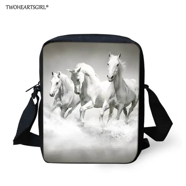 3PCS/SET 3d Crazy Horse Print School Backpack Set for Teenager Girls Boys Cool High School Children Kids Bagpack Child Bookbags