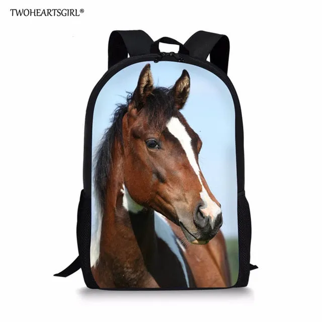 3PCS/SET 3d Crazy Horse Print School Backpack Set for Teenager Girls Boys Cool High School Children Kids Bagpack Child Bookbags