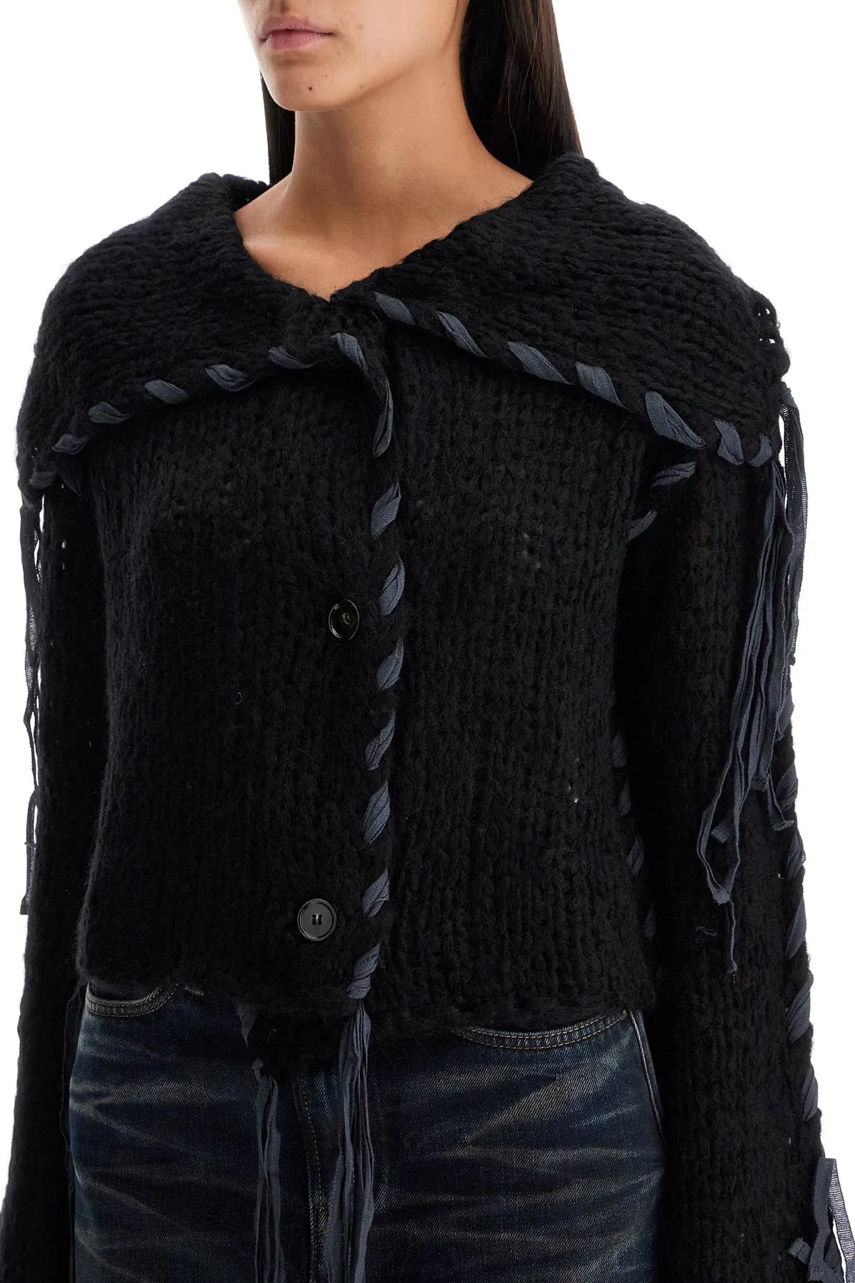 ACNE STUDIOS Short Cardigan with Braided Rib Details