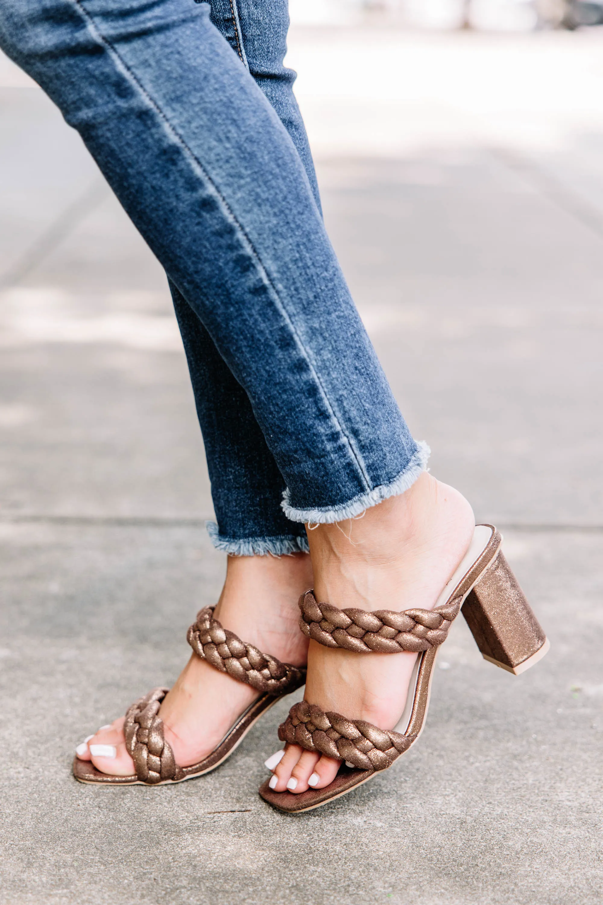 All My Love Bronze Brown Braided Heels