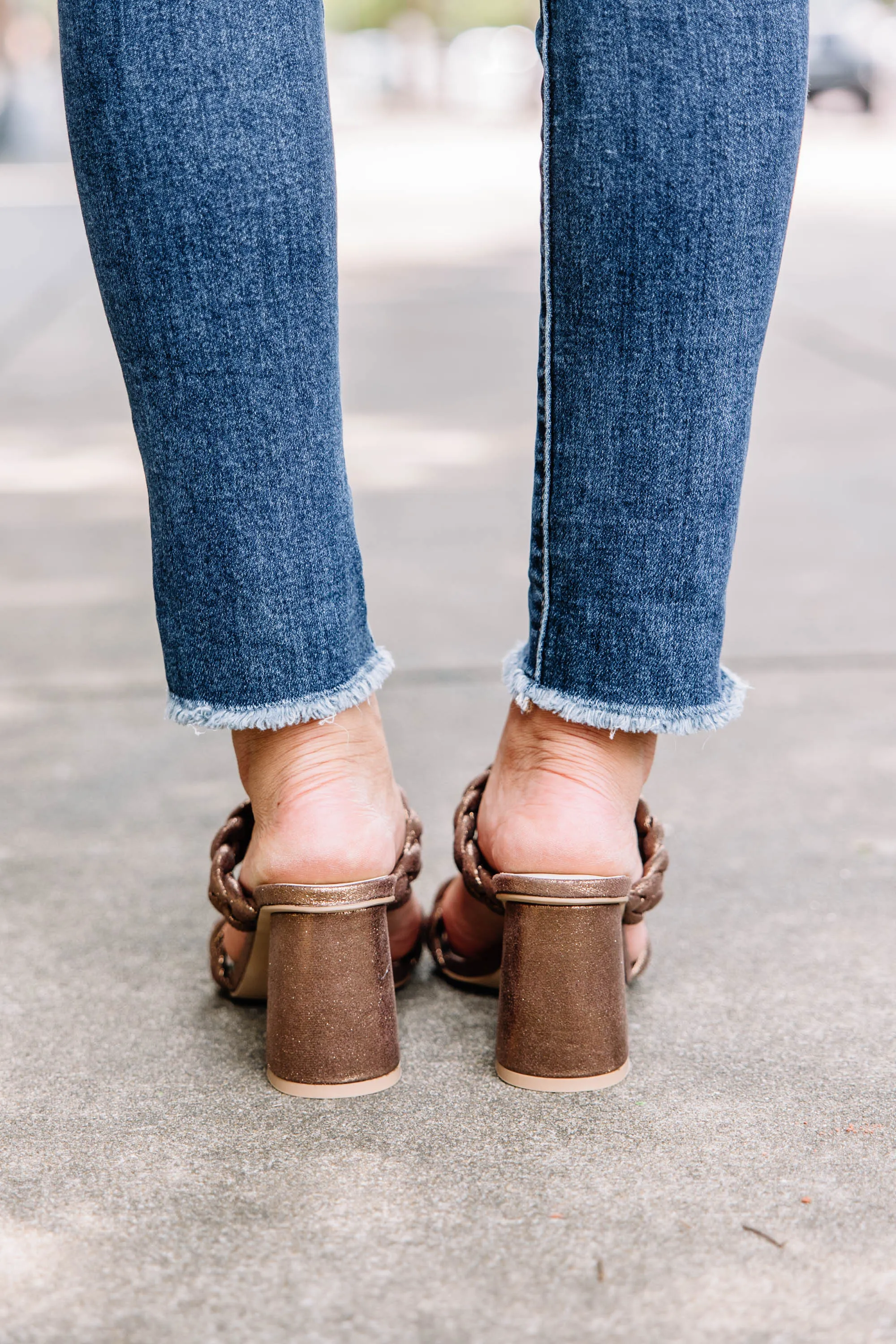 All My Love Bronze Brown Braided Heels