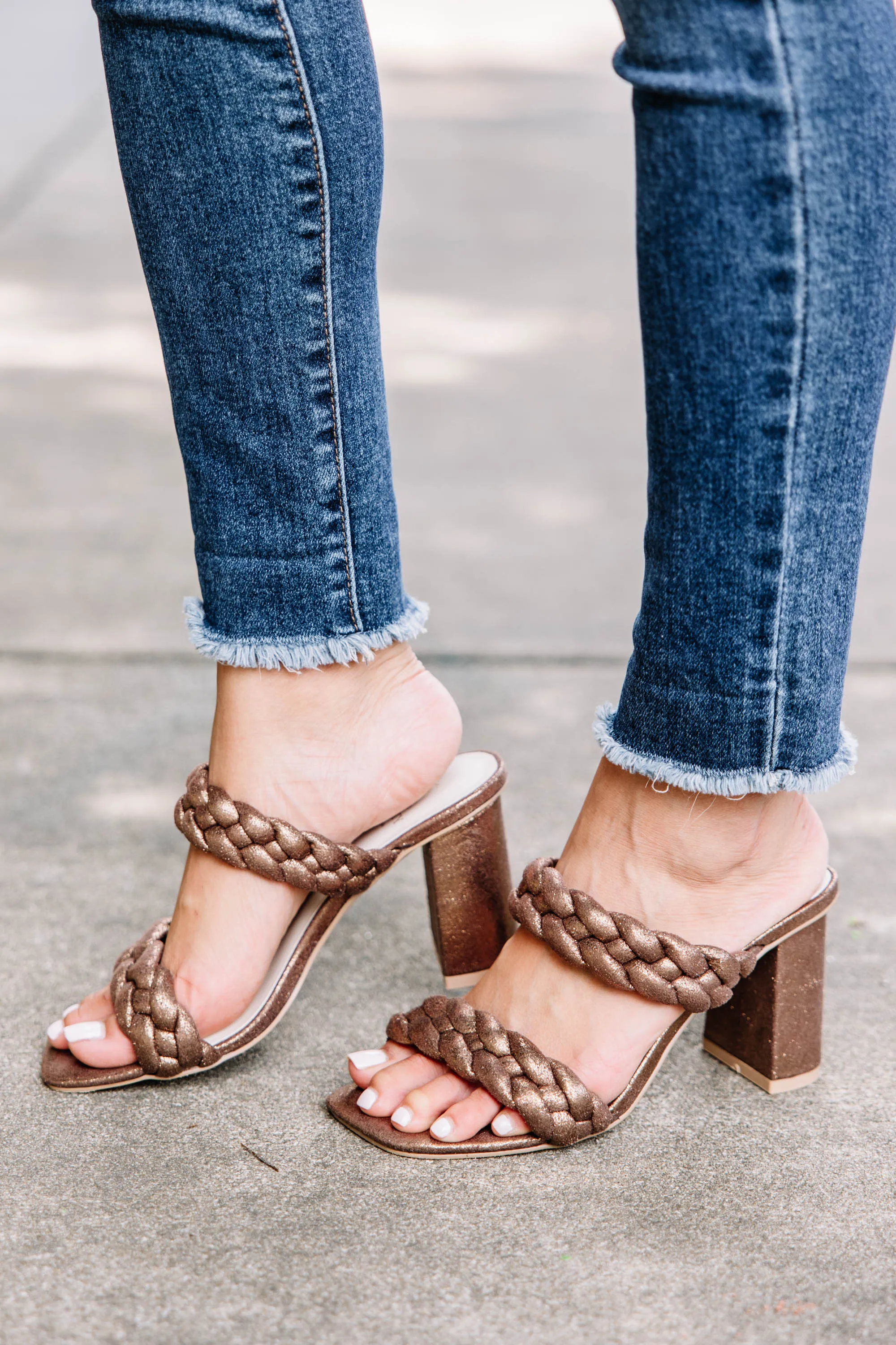 All My Love Bronze Brown Braided Heels