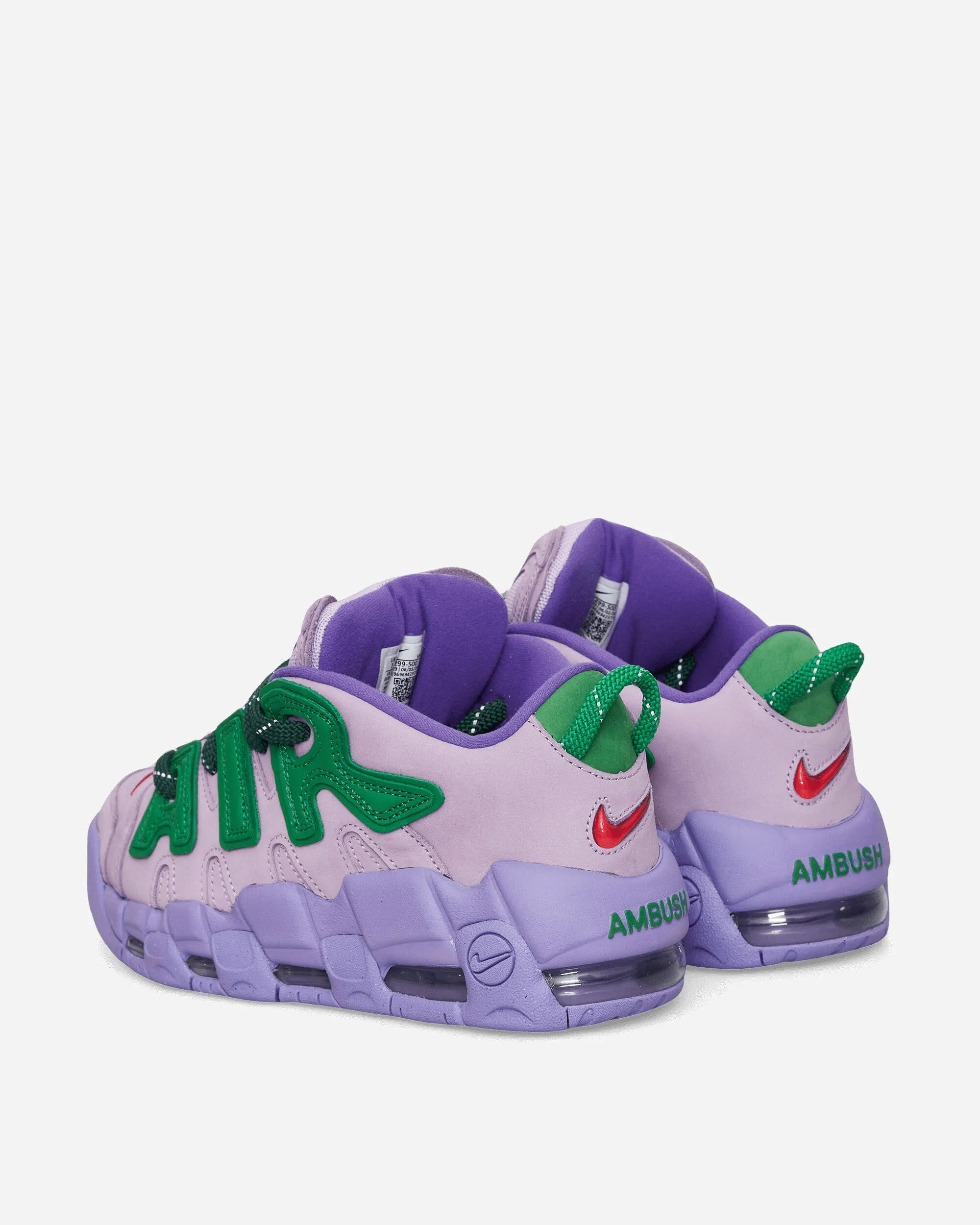 AMBUSH Air More Uptempo Low Sneakers Lilac / Apple Green