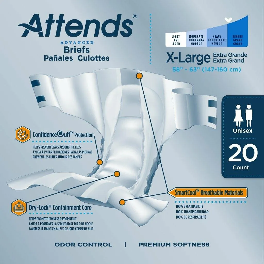 Attends Advanced Briefs Adult Diapers for Incontinence