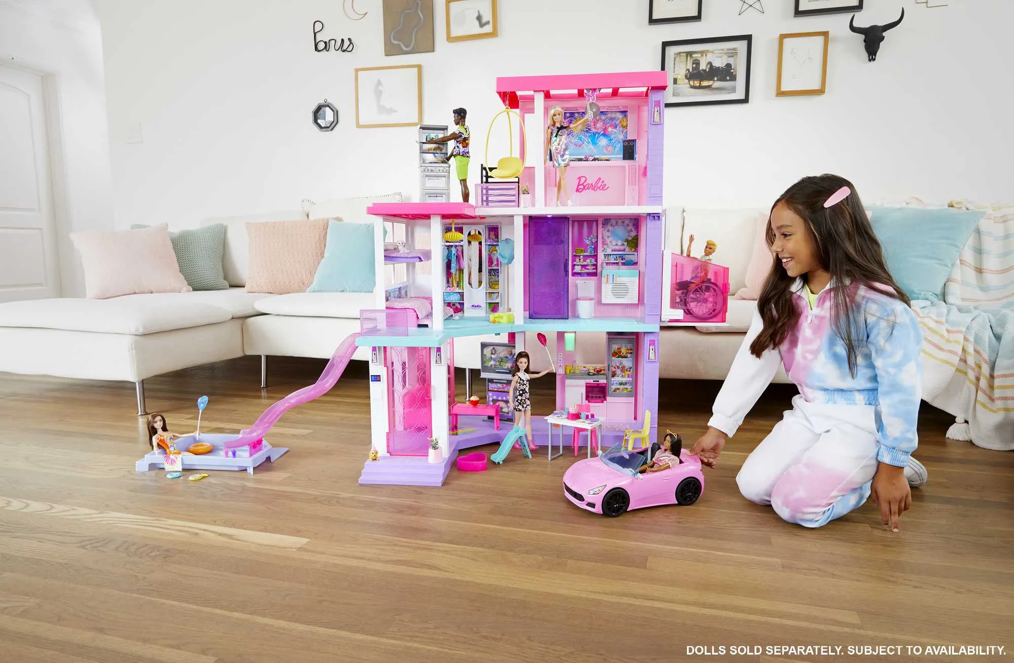 Barbie 60Th Celebration Dreamhouse Playset (3.75 Ft) With 2 Dolls, Car & More