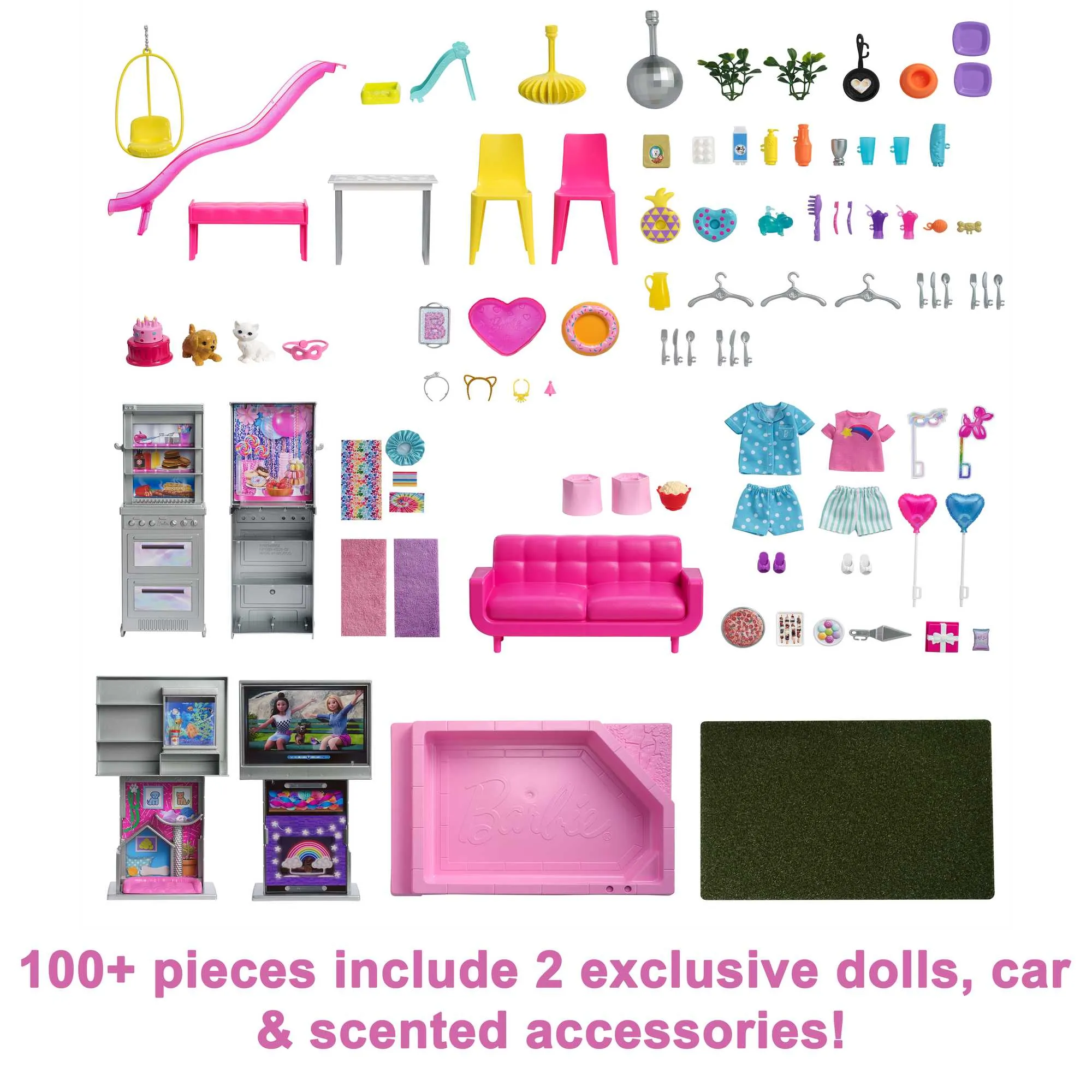 Barbie 60Th Celebration Dreamhouse Playset (3.75 Ft) With 2 Dolls, Car & More