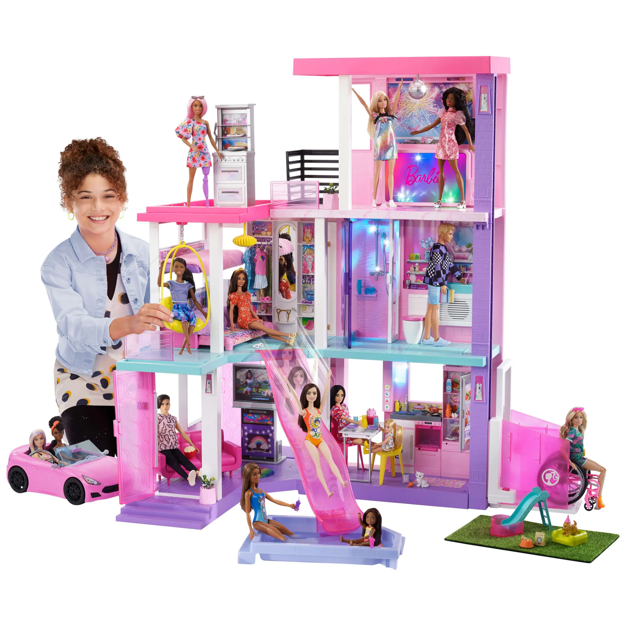 Barbie 60Th Celebration Dreamhouse Playset (3.75 Ft) With 2 Dolls, Car & More