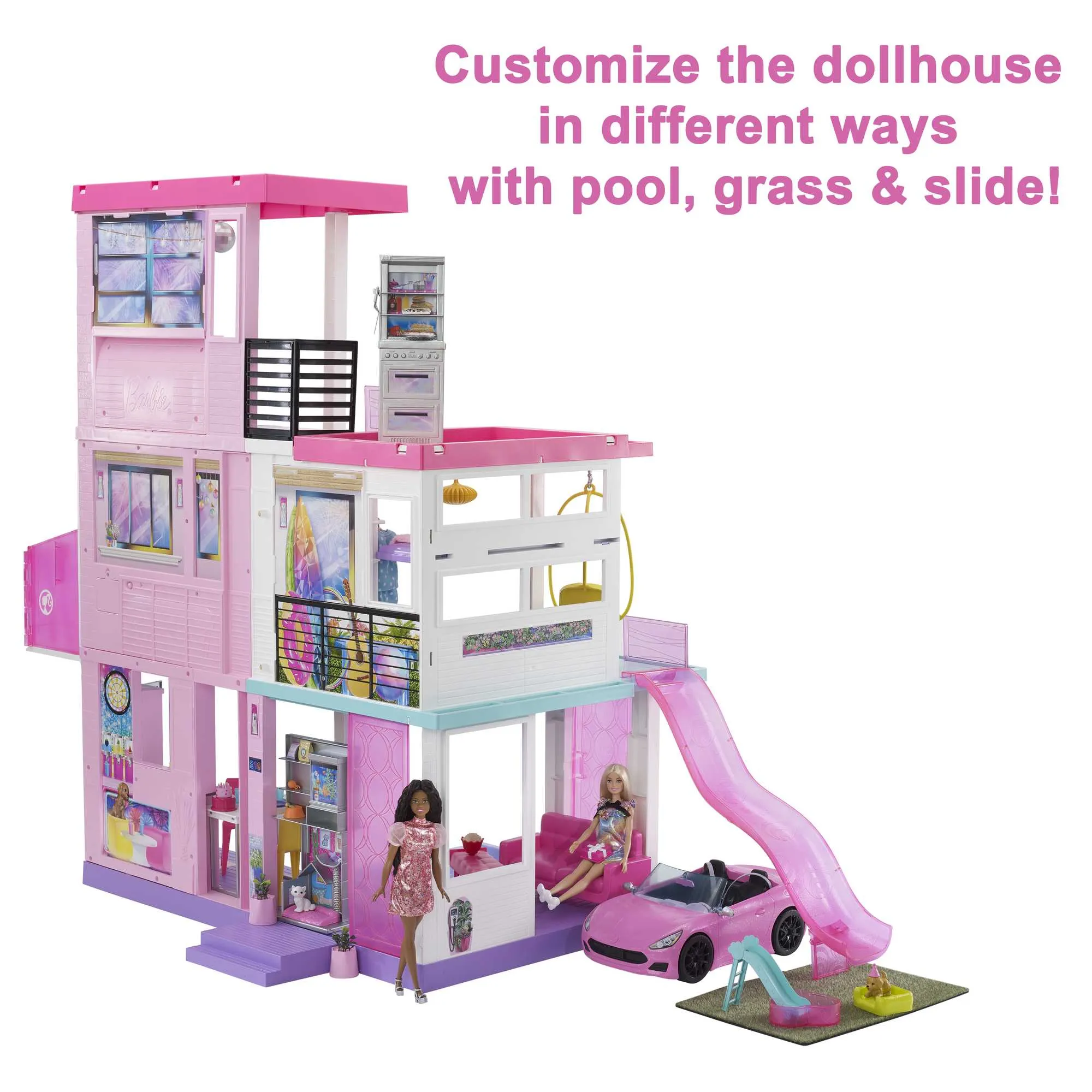 Barbie 60Th Celebration Dreamhouse Playset (3.75 Ft) With 2 Dolls, Car & More