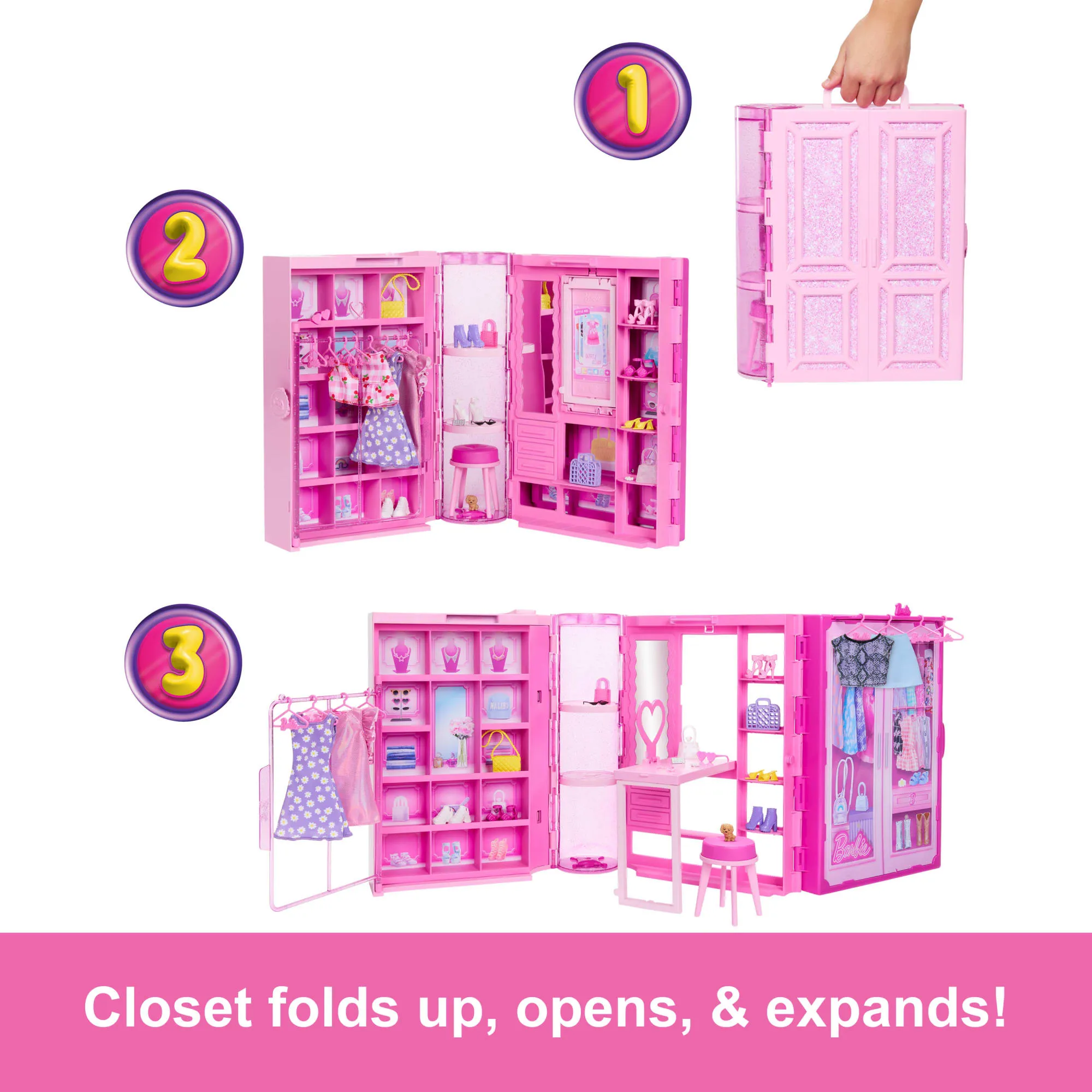 Barbie Dream Closet Toy Playset With Clothes & Accessories, 3-Ft-Wide With 25  Pieces