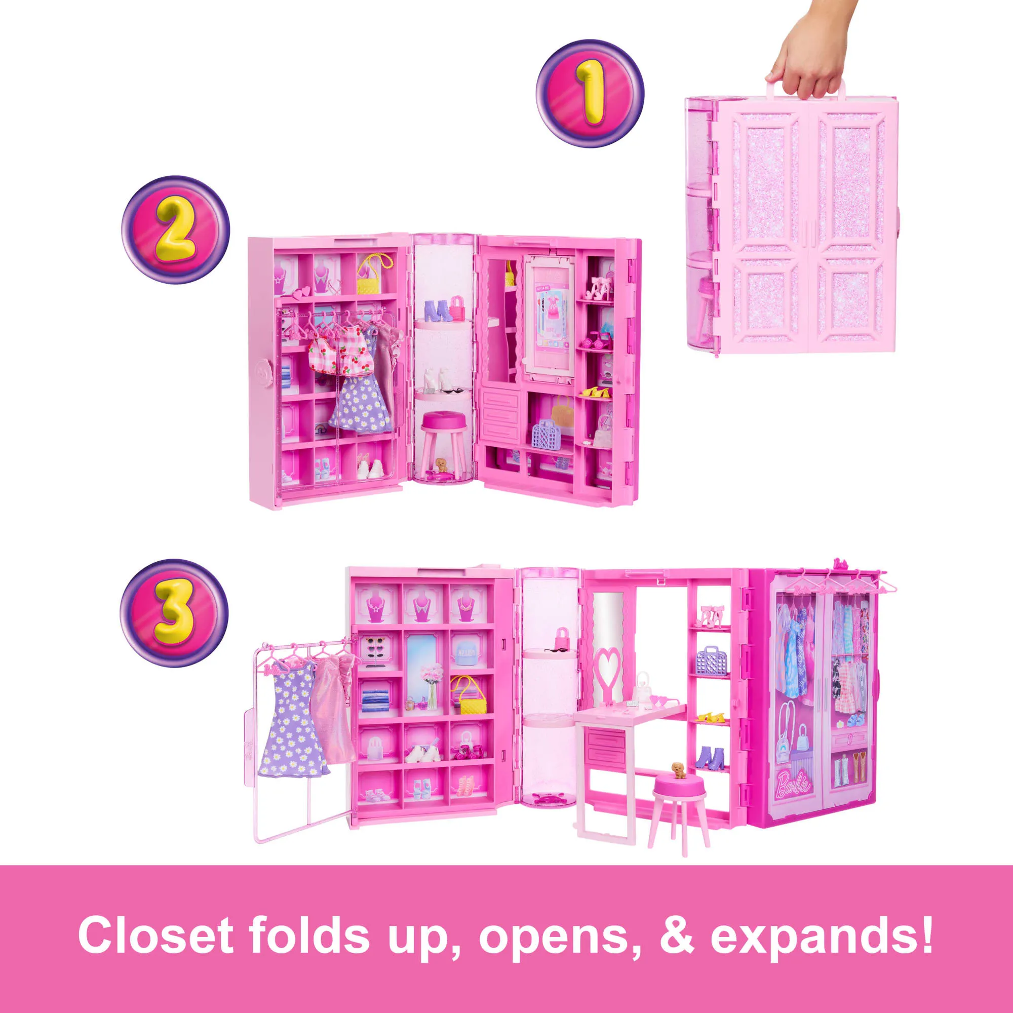 Barbie Dream Closet Toy Playset With Fashion Doll, CloThes, & Accessories, 3-Ft-Wide With 25  Pieces