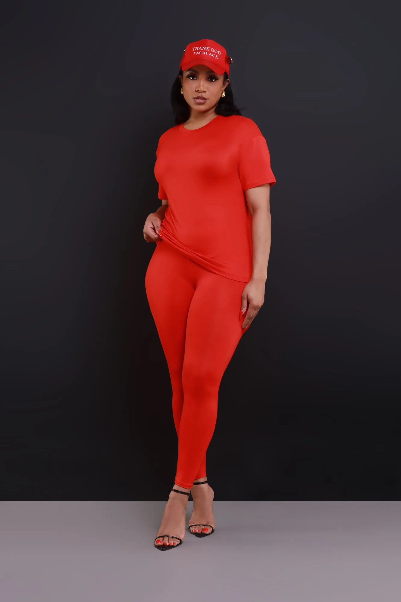 Be Great Short Sleeve Legging Set - Red