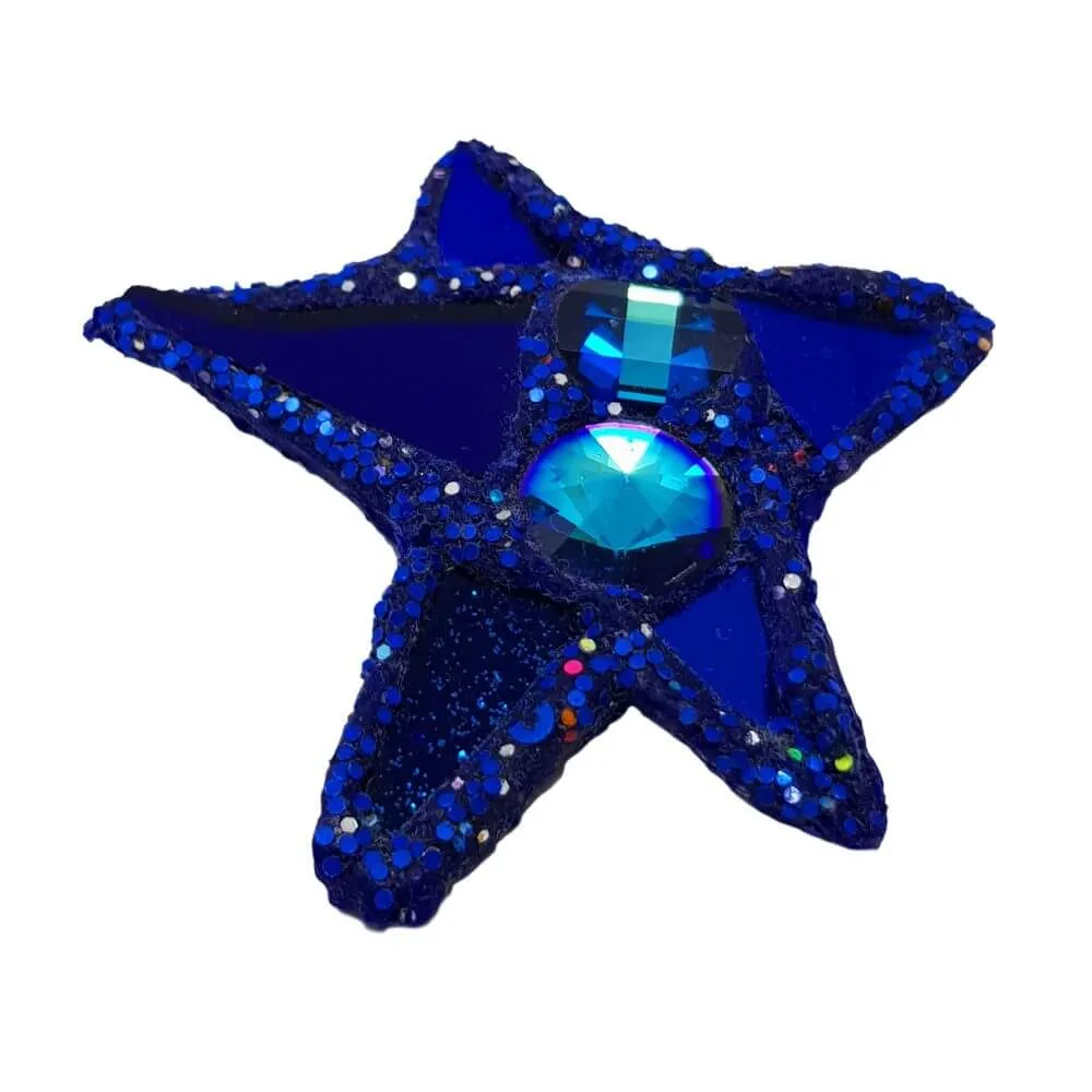 BLUE CRYSTAL STAR BROOCH