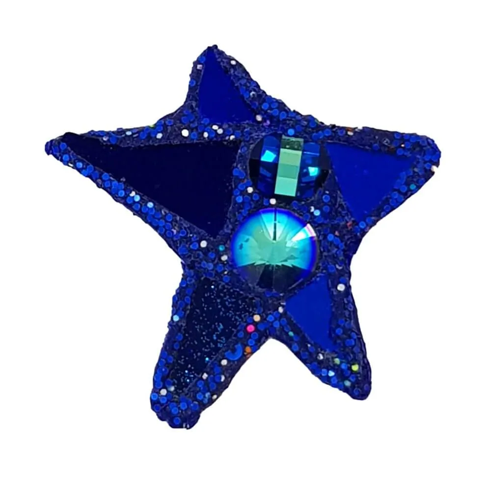 BLUE CRYSTAL STAR BROOCH