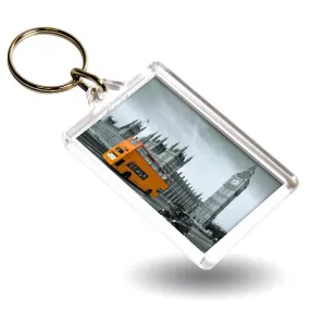 C1 Rectangular Blank Plastic Photo Insert Keyring - 50 x 35mm - Pack of 50