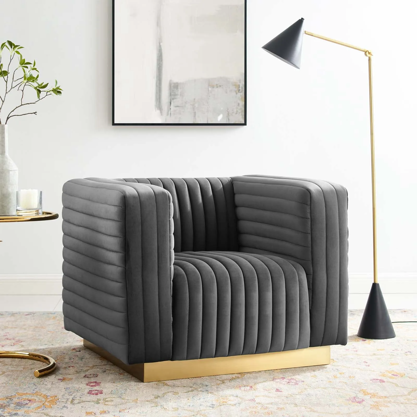 Charisma Channel Tufted Performance Velvet Accent Armchair by Modway