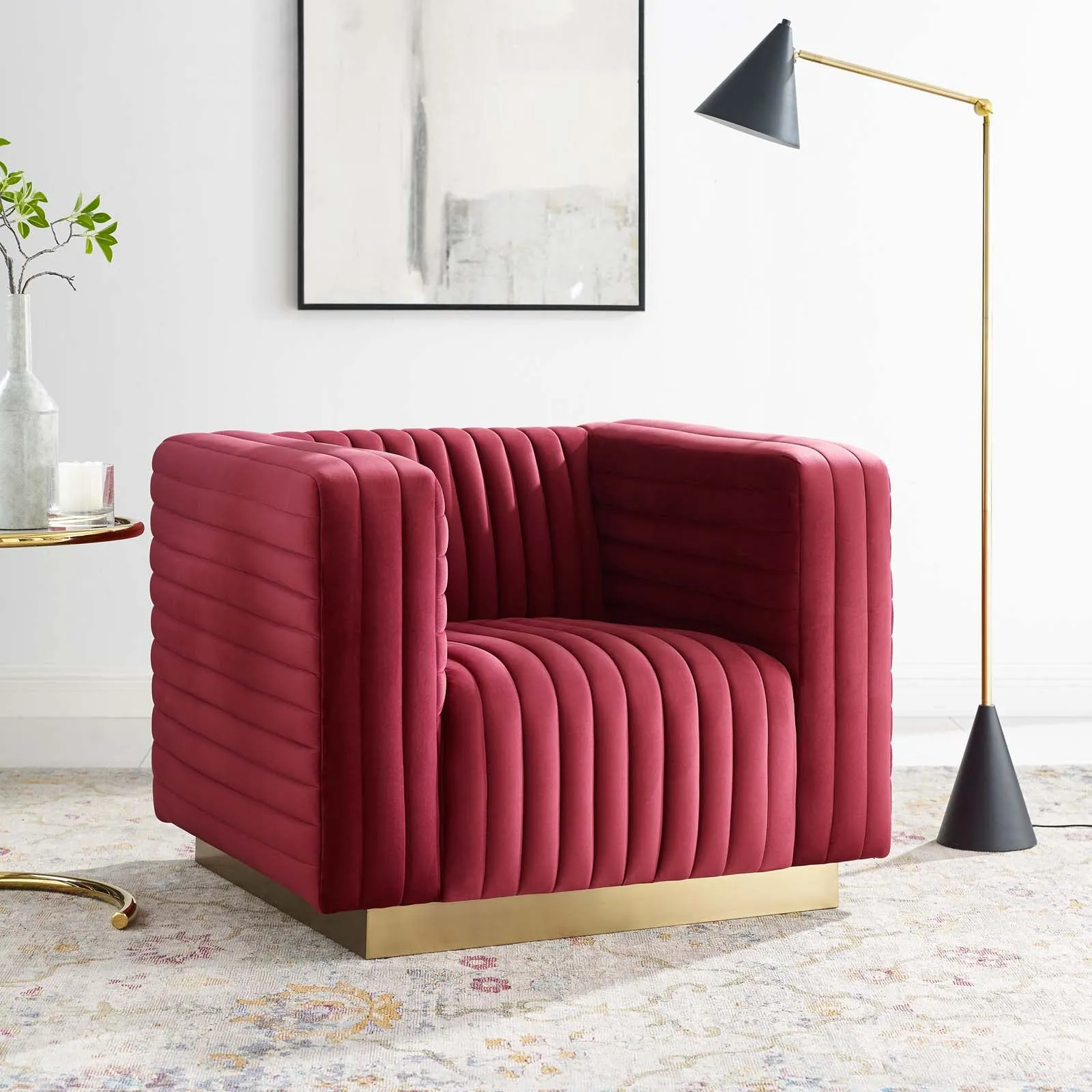 Charisma Channel Tufted Performance Velvet Accent Armchair by Modway