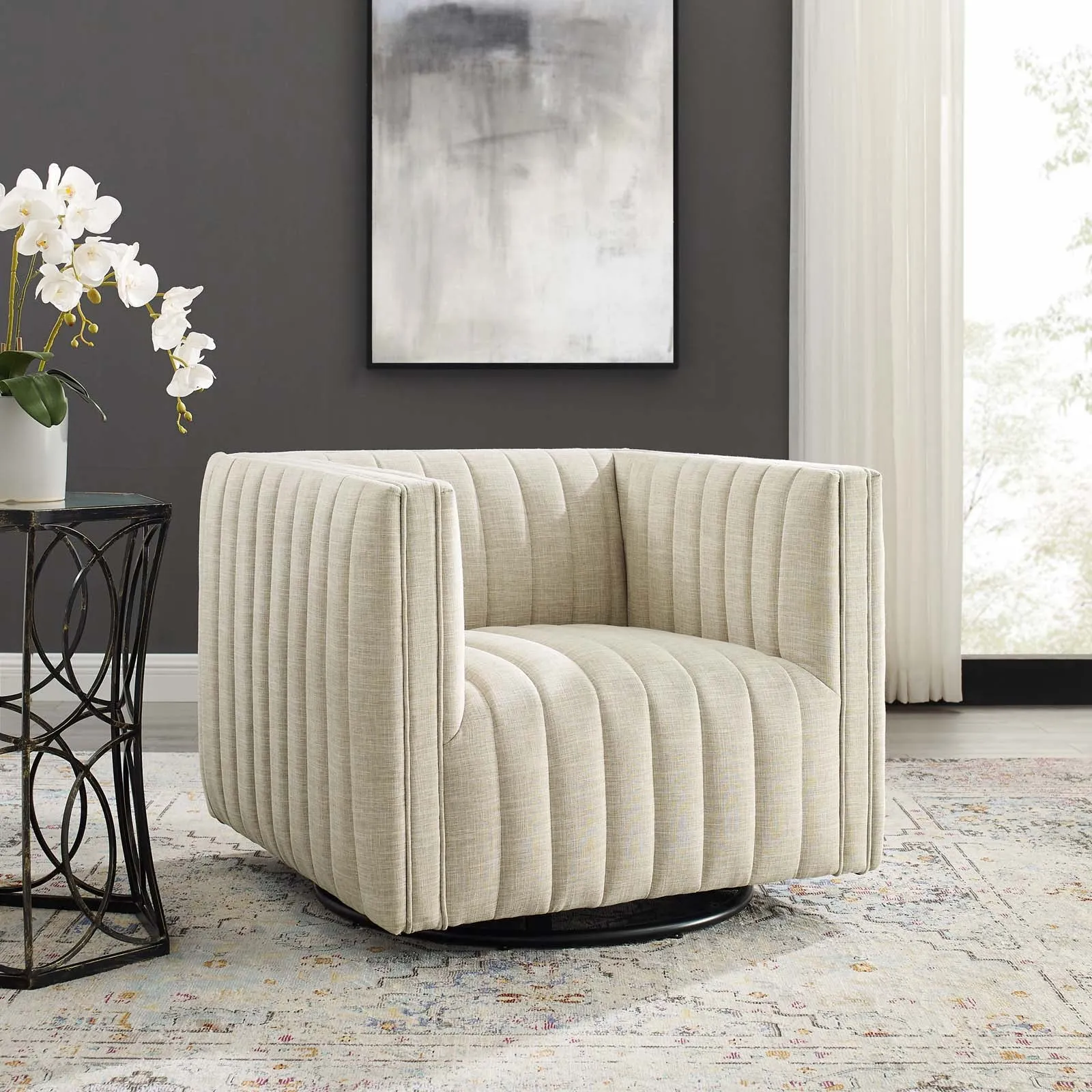 Conjure Tufted Swivel Upholstered Armchair by Modway