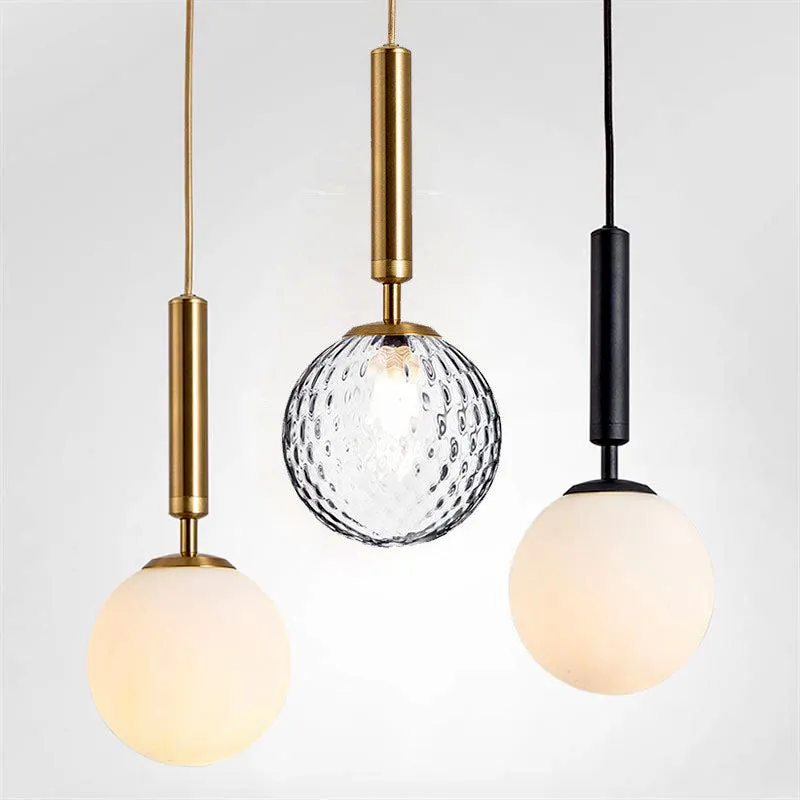 Dimpled Glass Globe Pendant Light