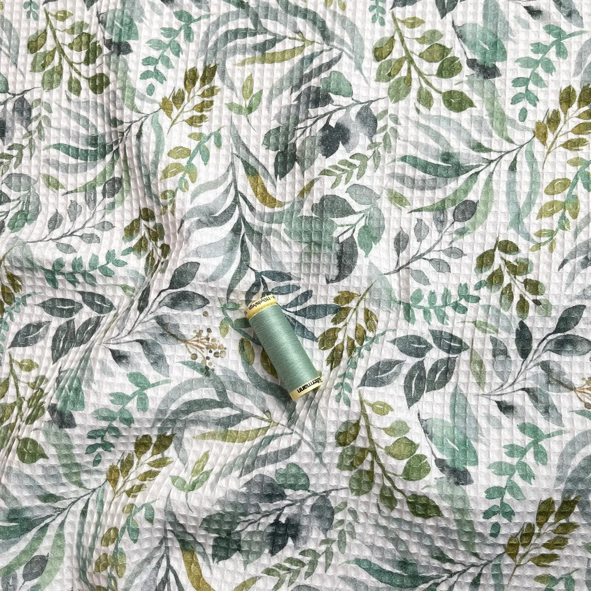 Eucalyptus Foliage Pure Cotton Waffle Fabric