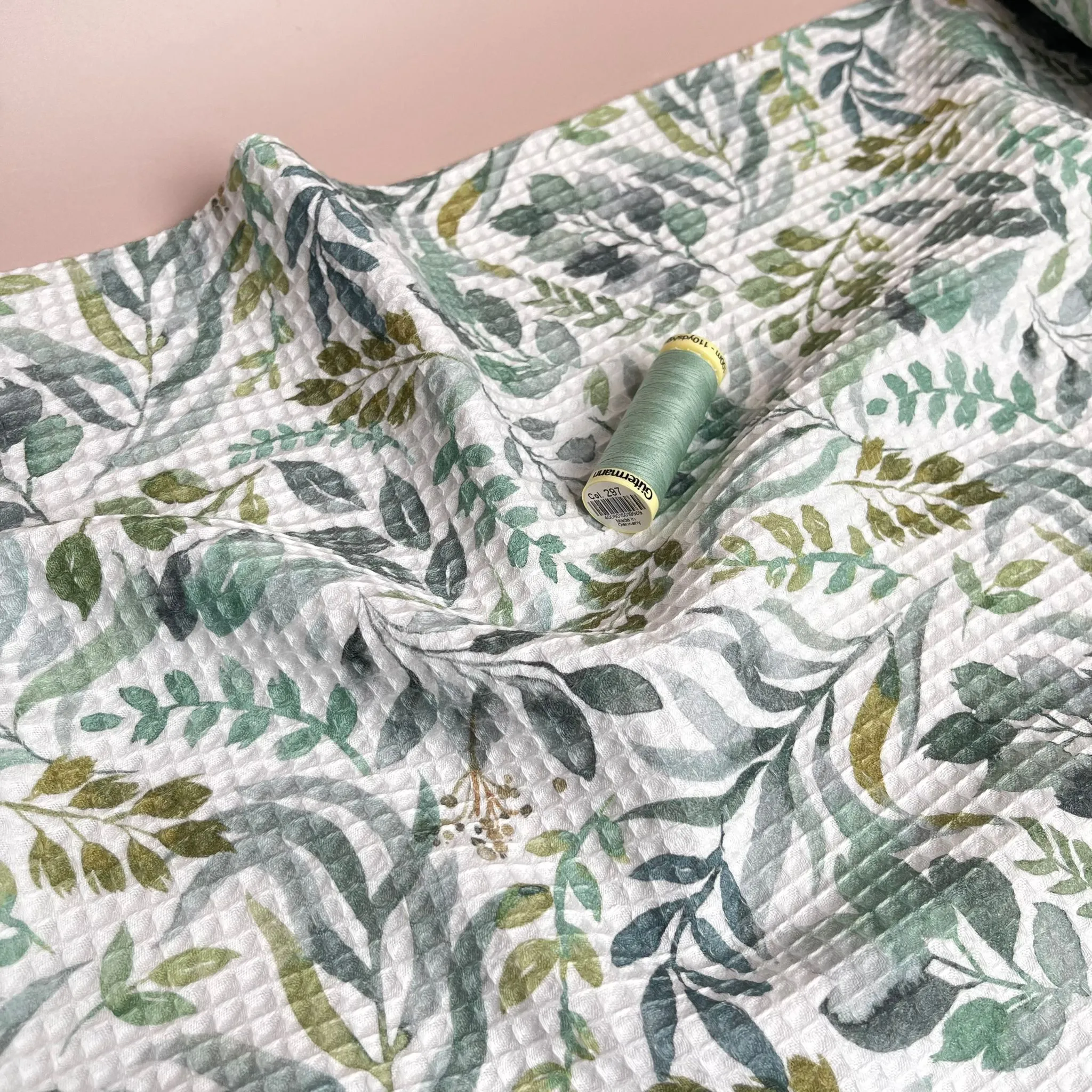 Eucalyptus Foliage Pure Cotton Waffle Fabric