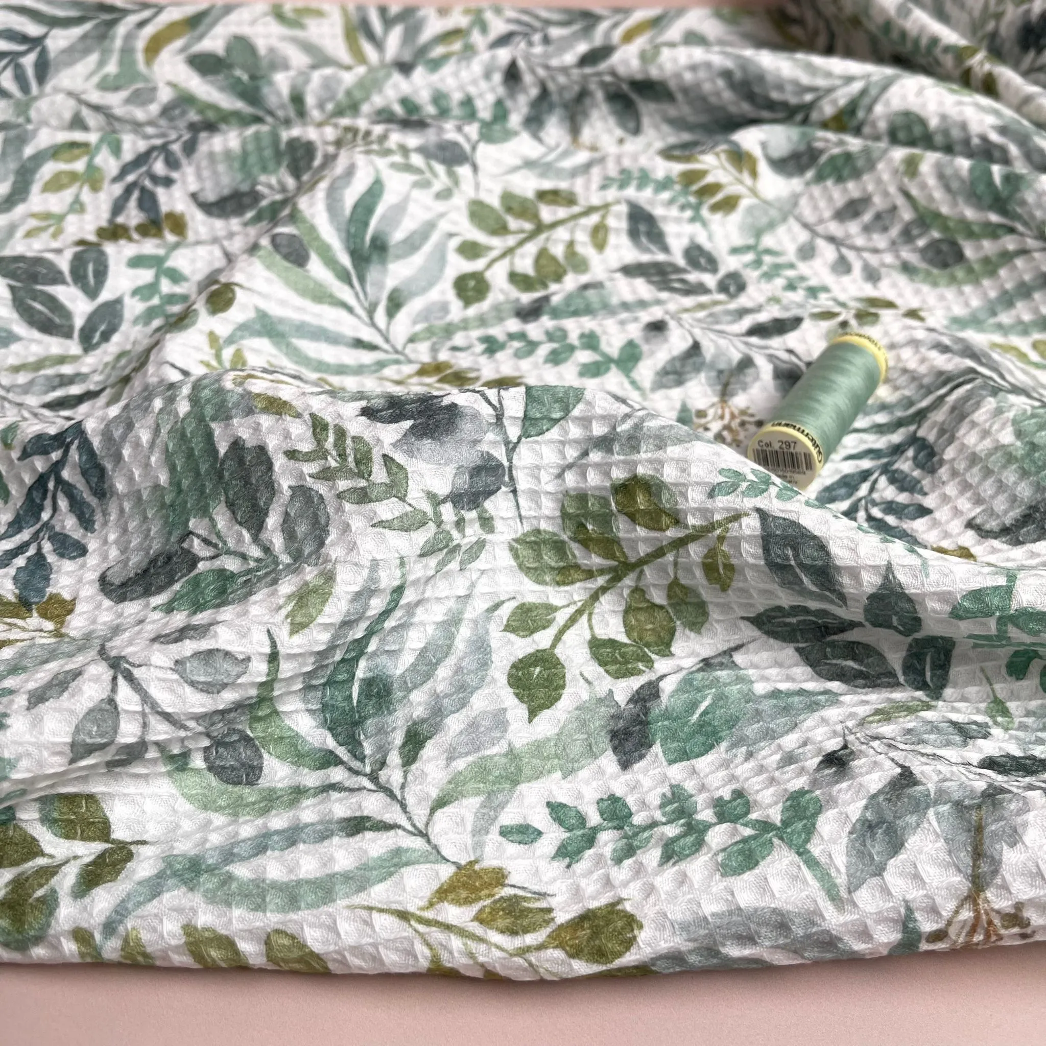 Eucalyptus Foliage Pure Cotton Waffle Fabric