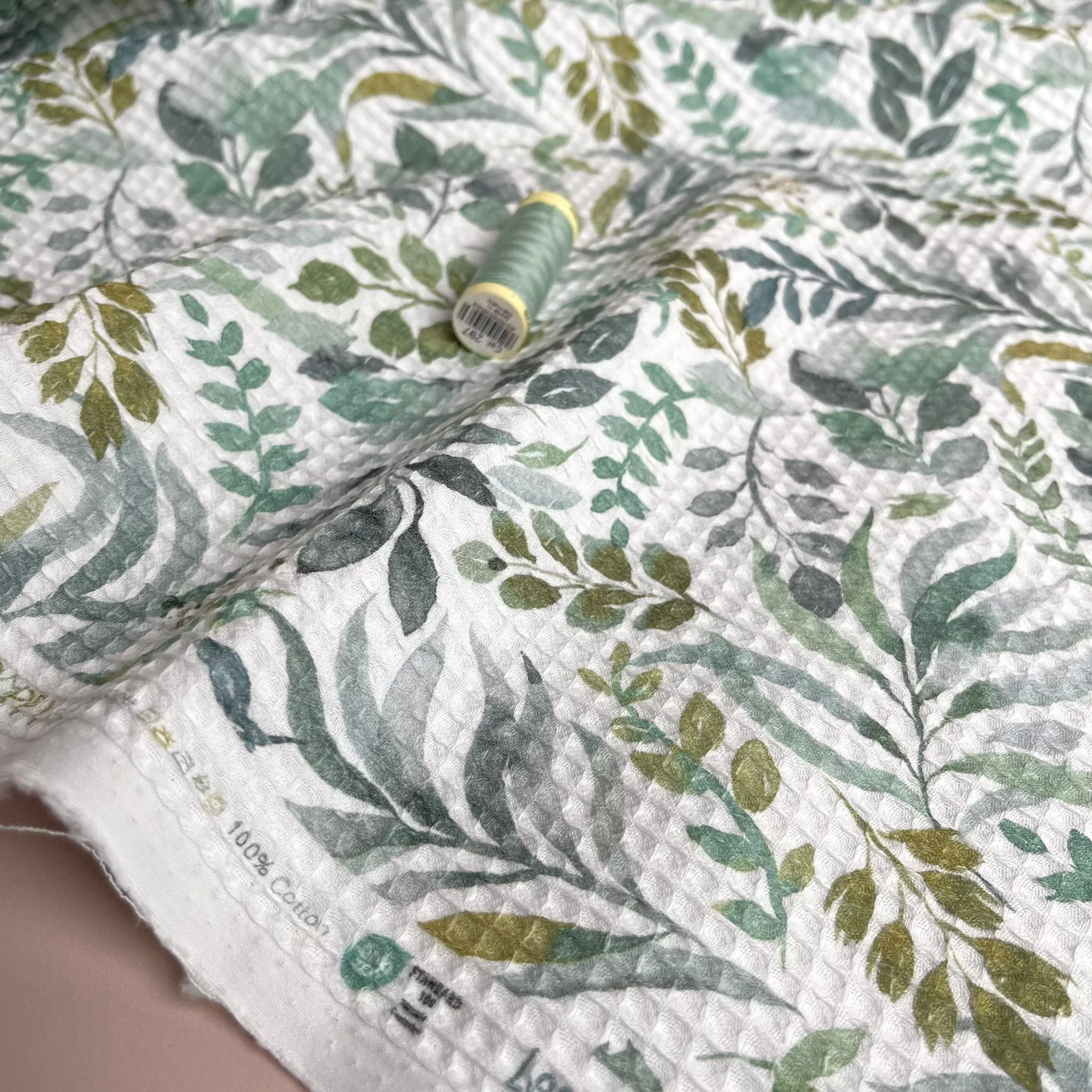 Eucalyptus Foliage Pure Cotton Waffle Fabric