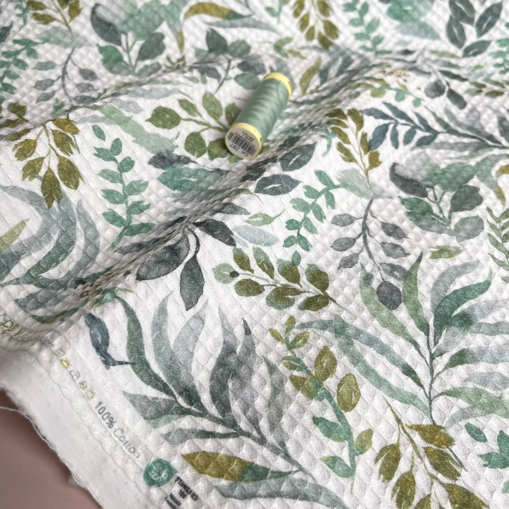 Eucalyptus Foliage Pure Cotton Waffle Fabric