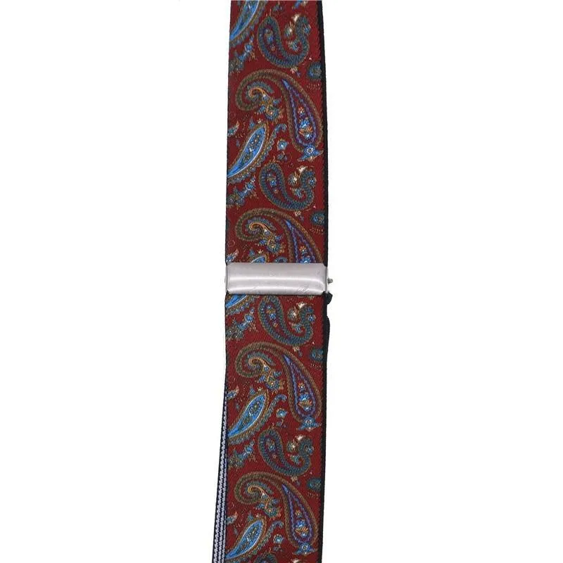 Florin Patterned Retro Leather 4 Clip Business Suspenders 35 mm