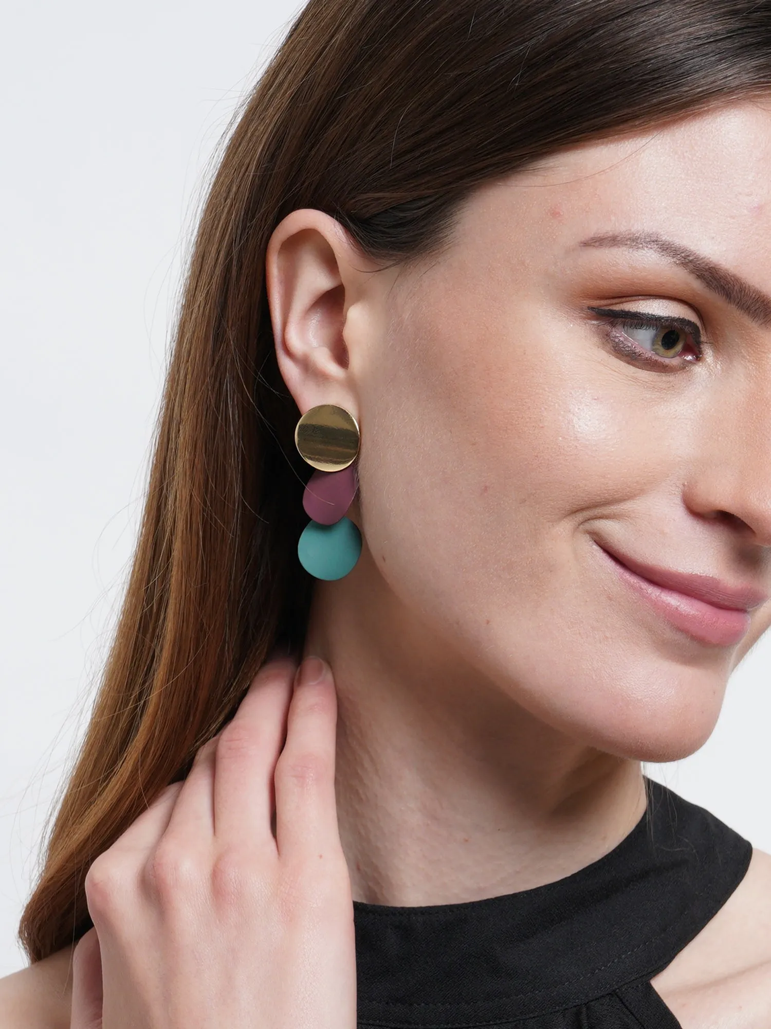 Gold Plated Multicolored Drop Earrings for Women