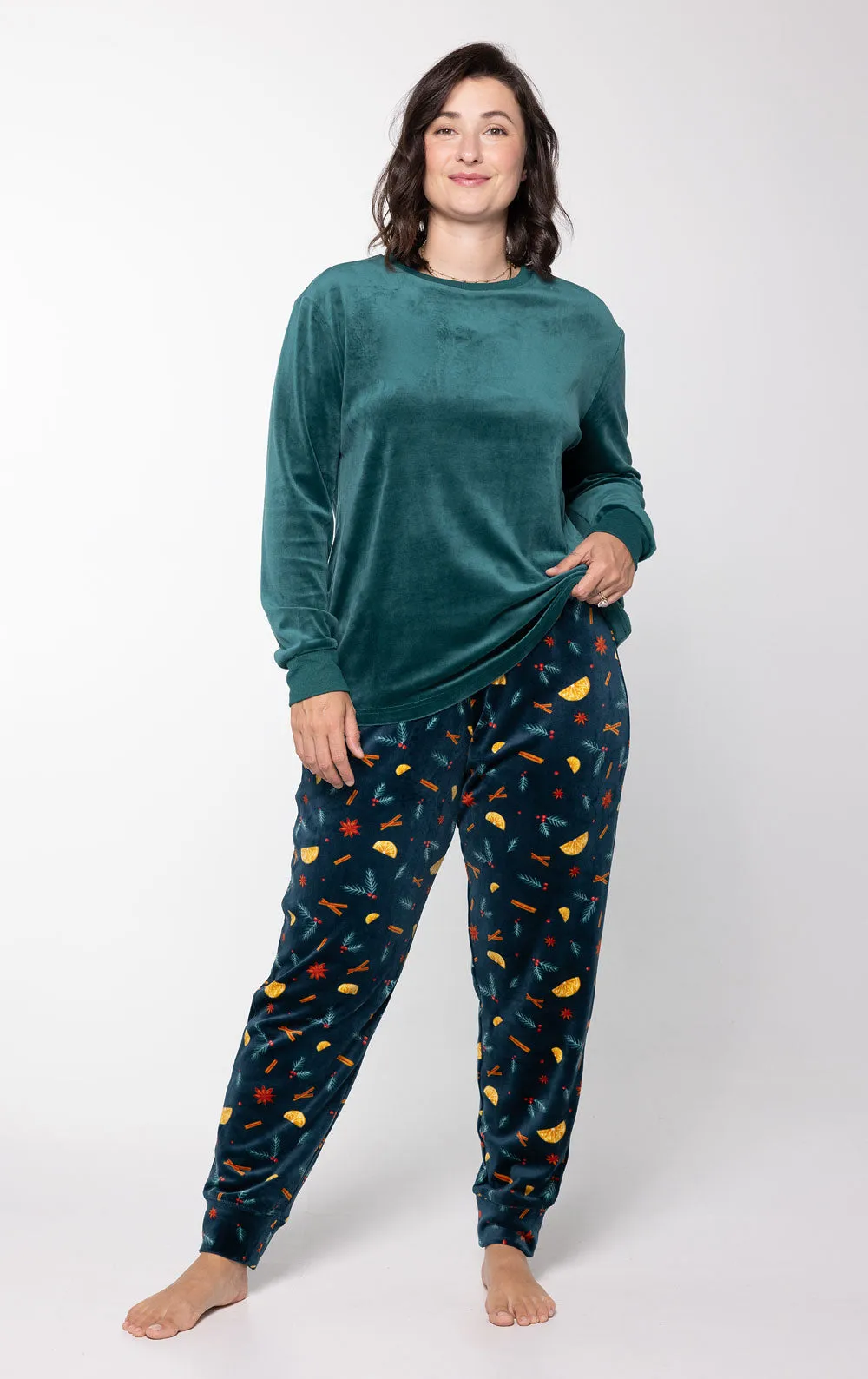 Holiday Garland Women's Velour Pajamas- Pet & Owner