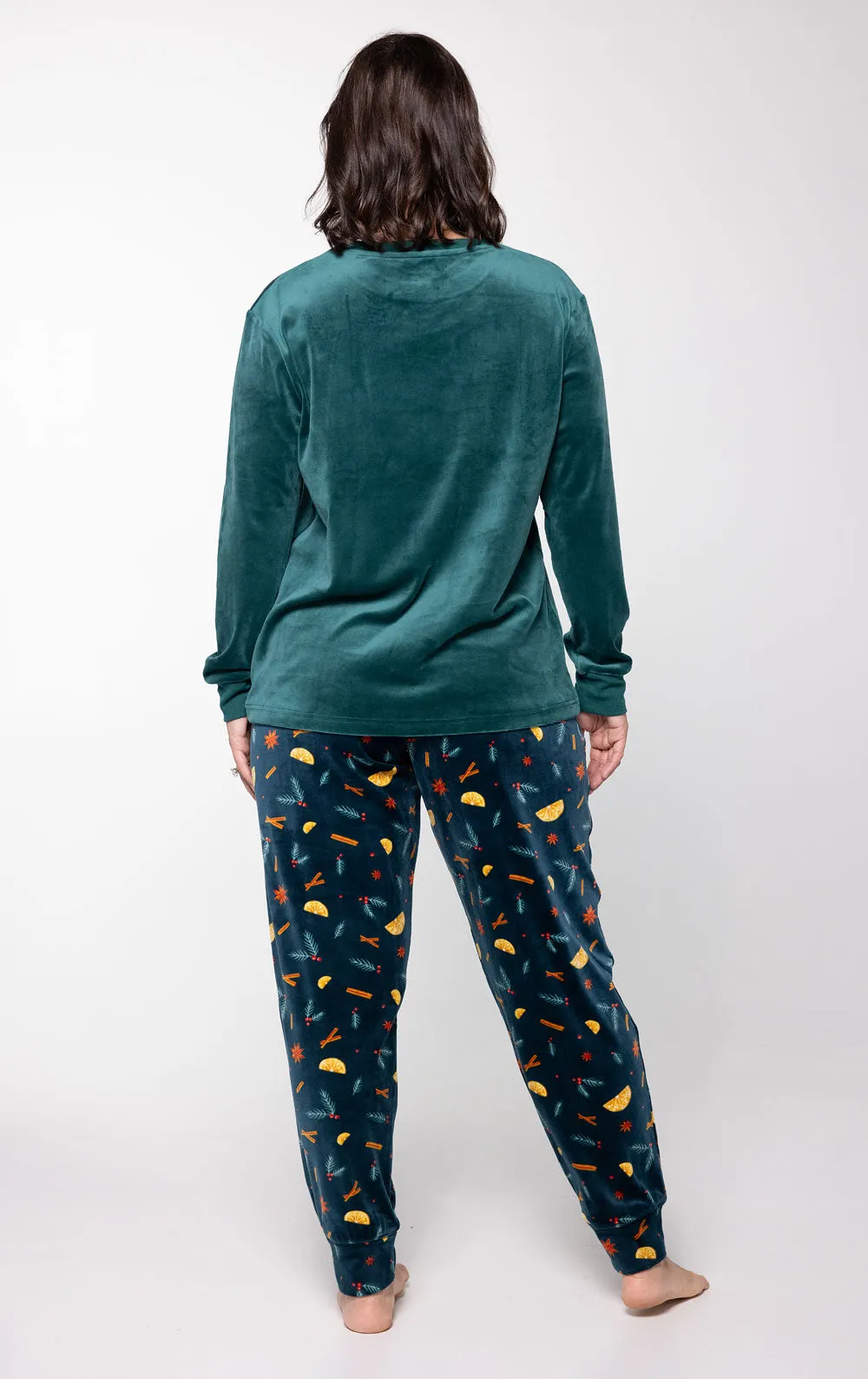 Holiday Garland Women's Velour Pajamas- Pet & Owner