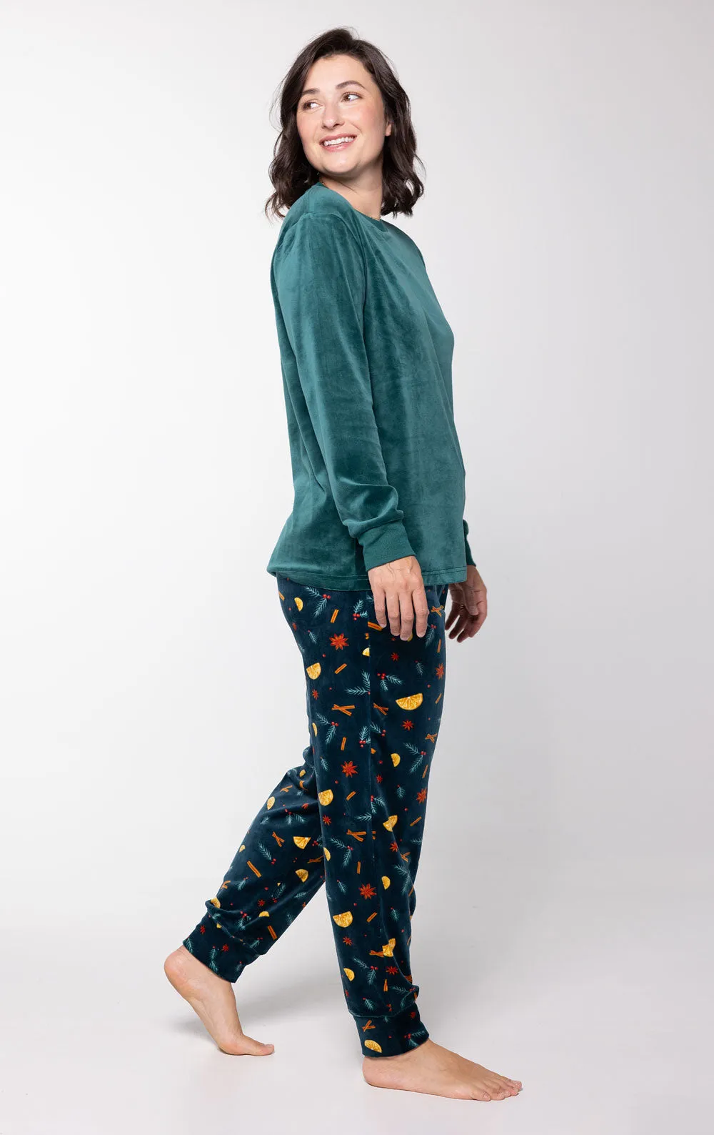 Holiday Garland Women's Velour Pajamas- Pet & Owner