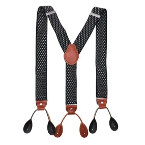 Hugo Brown Leather Button End Tuxedo Suspenders 35mm