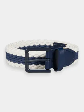 Leather-trimmed cord belt